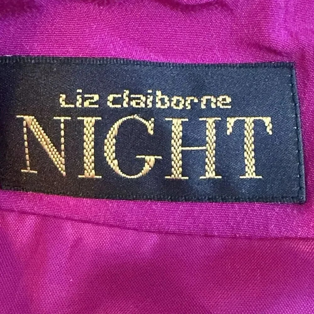 Vintage 90s Liz Claiborne Night Silk Maxi Dress Fuchsia Pink Size 8 Criss Cross
